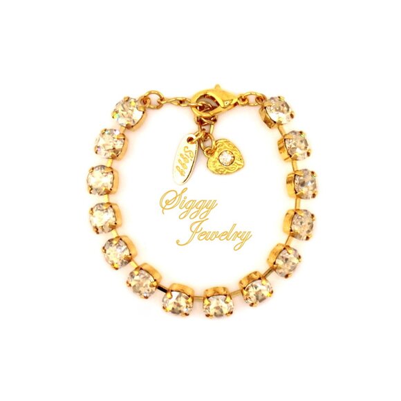 Crystal Golden Shadow Tennis Bracelet Made with Genuine Austrian Crystals in 8mm - Picture 1 of 6